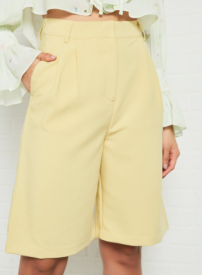 LOST INK High Waist City Shorts Yellow  - Image 3