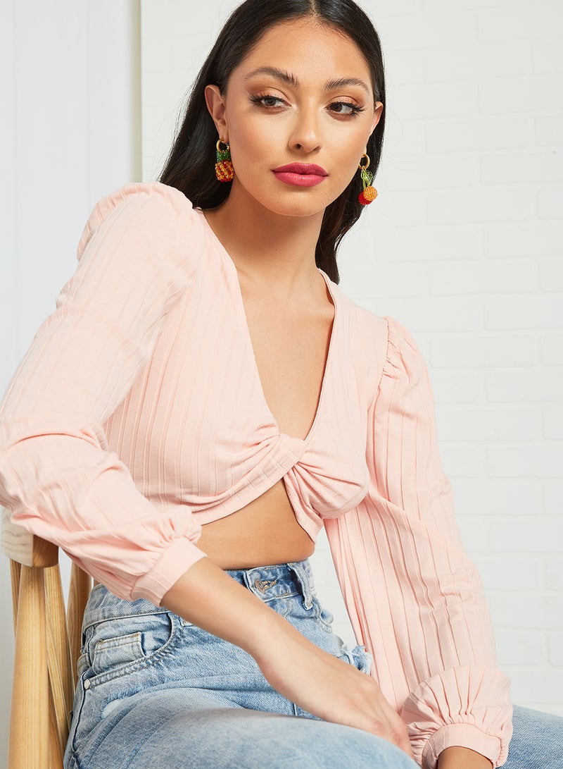 LOST INK - Twist Front Crop Top Pink - Image 1
