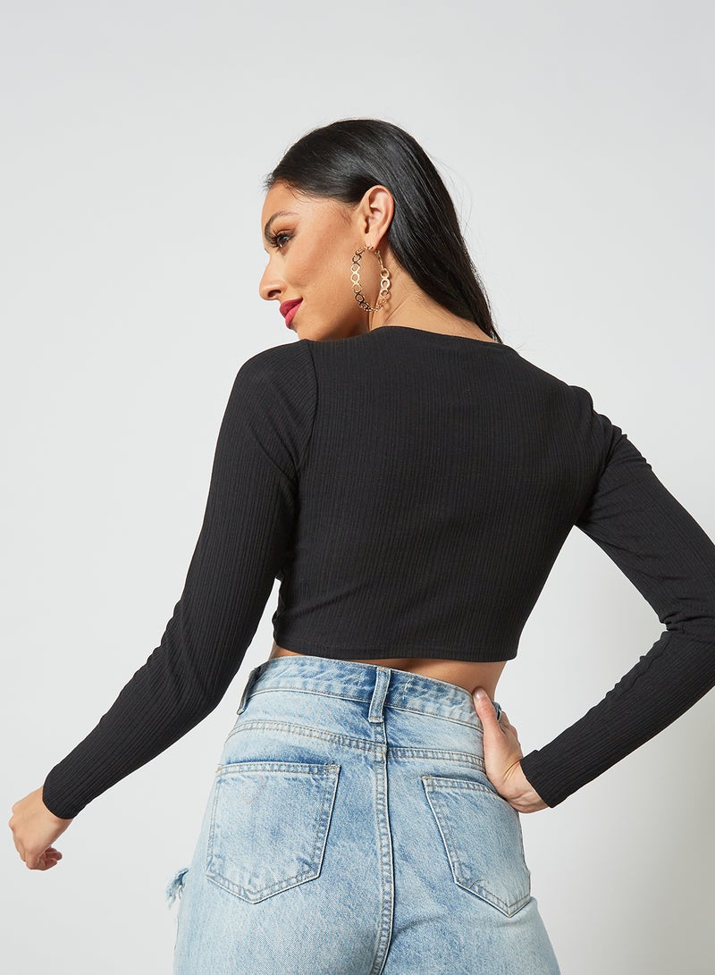 LOST INK - Double Knot Crop Top Black - Image 1