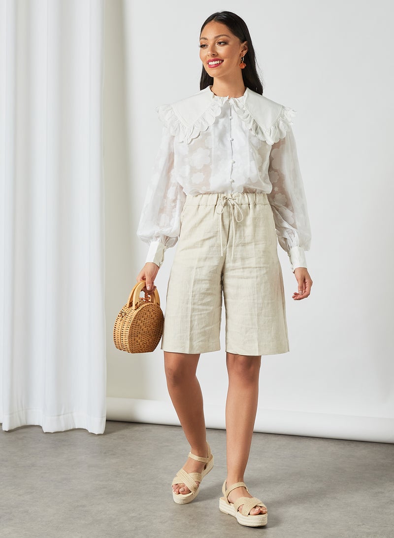 LOST INK Textured Floral Pattern Blouse White  - Image 2