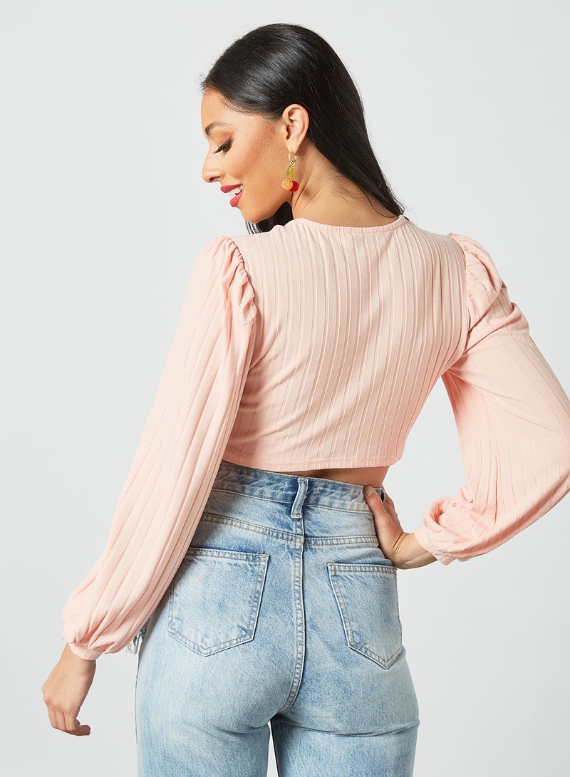 LOST INK - Twist Front Crop Top Pink - Image 1