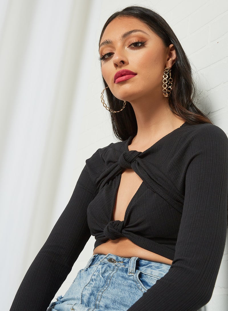 LOST INK - Double Knot Crop Top Black - Image 1