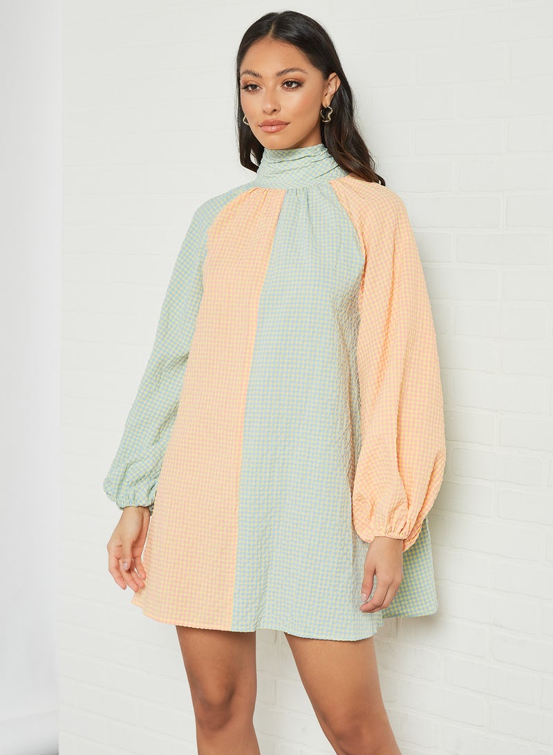 LOST INK - Gingham Print Shift Dress Multicolour - Image 1