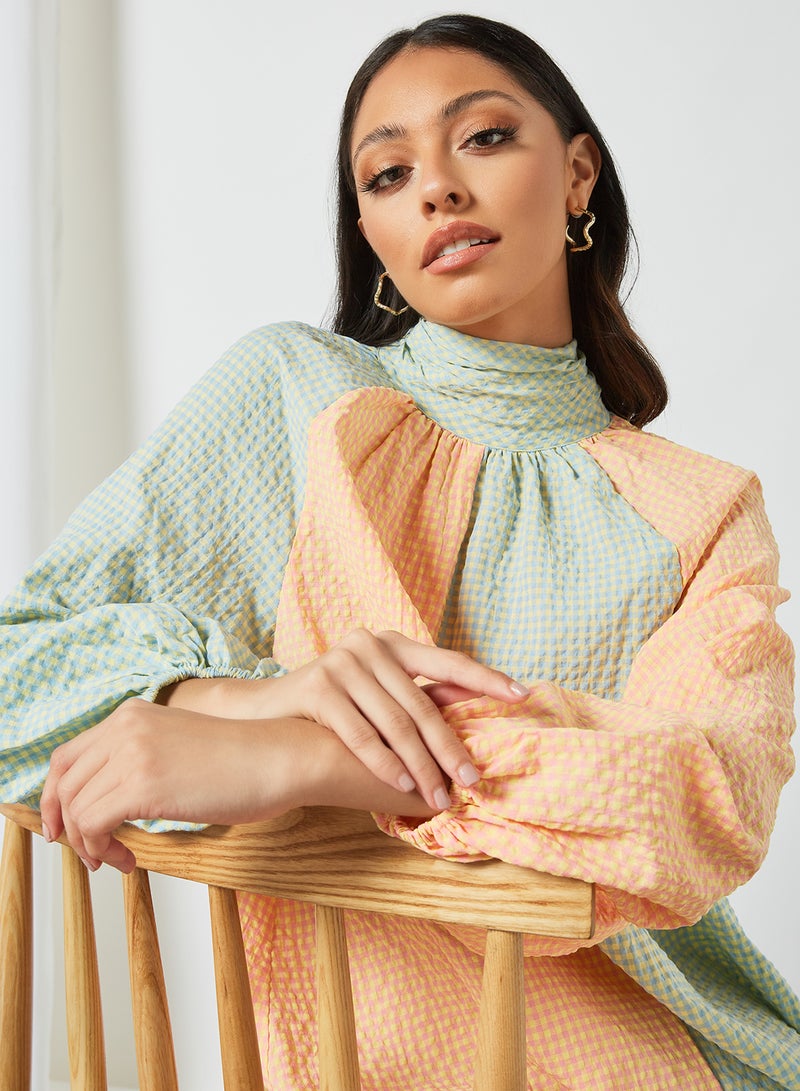 LOST INK - Gingham Print Shift Dress Multicolour - Image 1