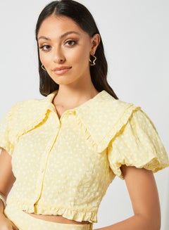 All-Over Floral Print Crop Top Yellow