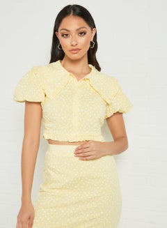 LOST INK All-Over Floral Print Crop Top Yellow  - Image 3