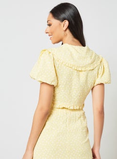 LOST INK All-Over Floral Print Crop Top Yellow  - Image 4