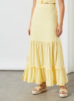 Ditsy Floral Print Maxi Skirt Yellow