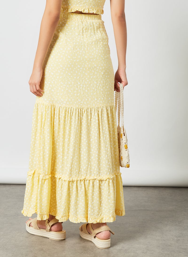 LOST INK - Ditsy Floral Print Maxi Skirt Yellow - Image 1