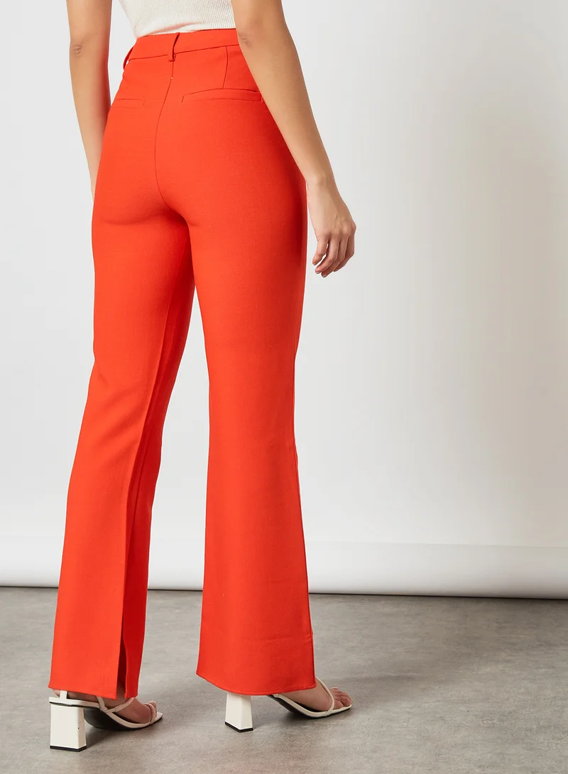 LOST INK Split Hem Flared Pants Red