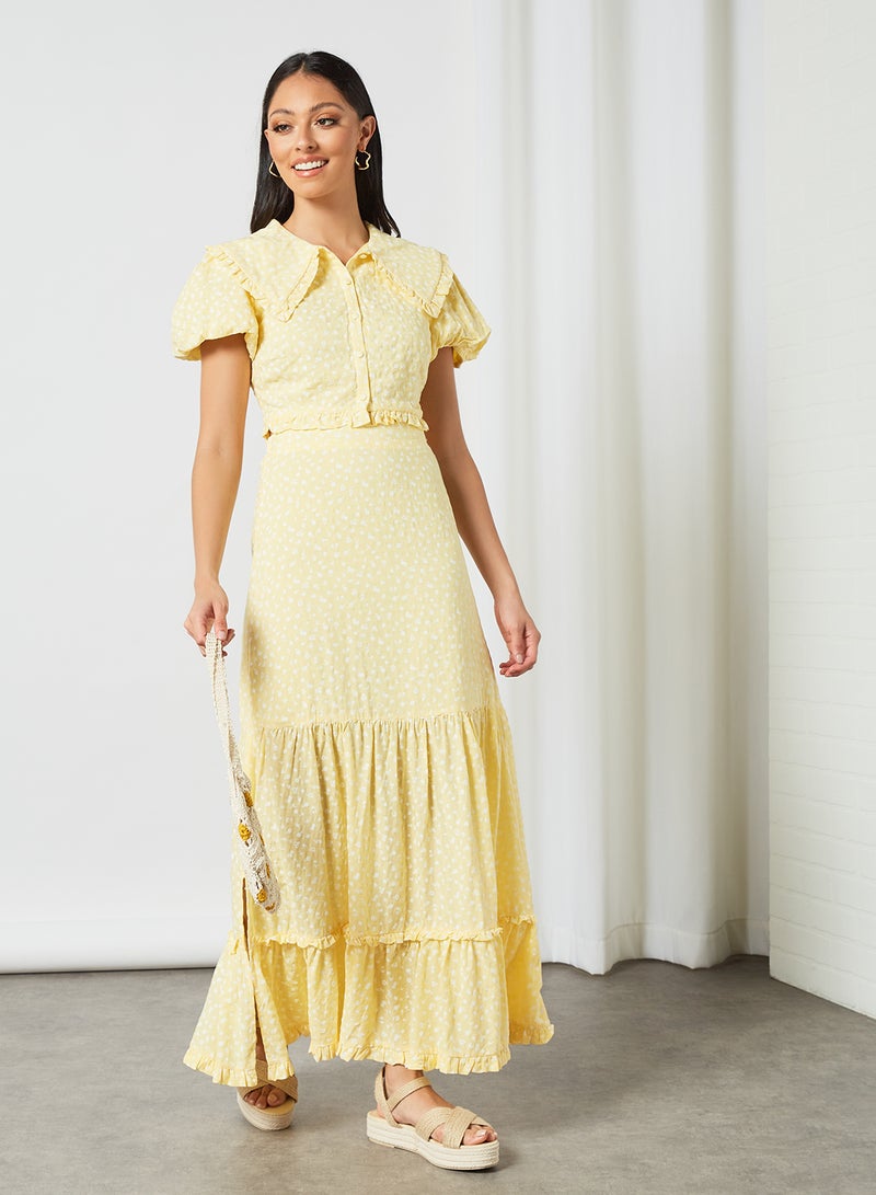LOST INK - Ditsy Floral Print Maxi Skirt Yellow - Image 1