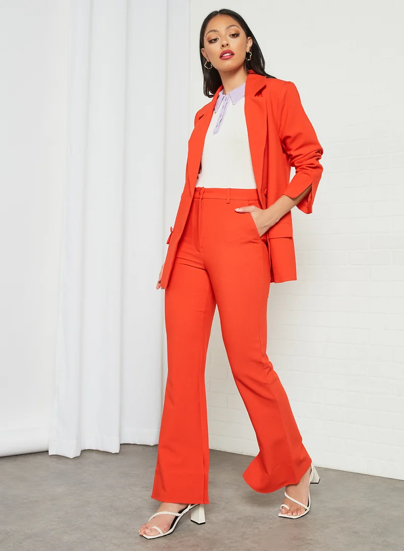 LOST INK Split Hem Flared Pants Red