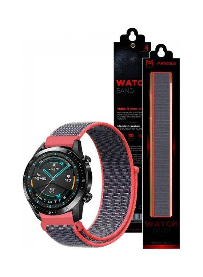 MARGOUN Nylon Sport Loop Band for Huawei GT2 Watch Electric Pink  - Image 2