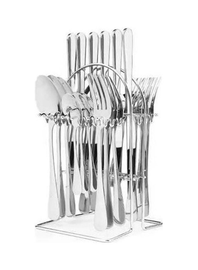 East Lady 24-Piece Cutlery Set With Stand Holder Silver - Image 2