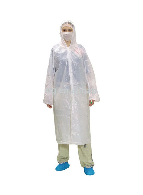 10-Piece Polyethylene Visitors Coat White 125x150cm