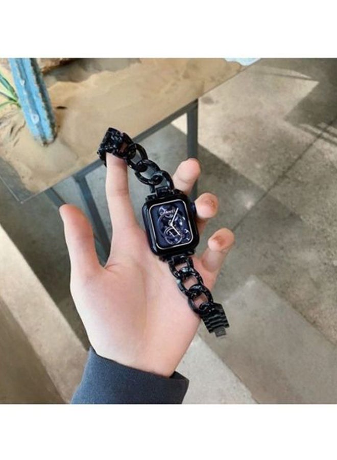 MARGOUN Replacement Chain Marble Resin Band 42 / 44 mm For Apple iWatch Black  - Image 2