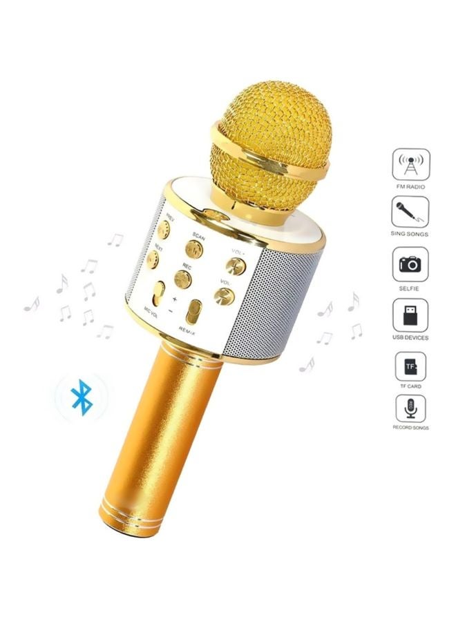 BSNL - Portable Wireless Handheld Karaoke Microphone With Bluetooth Speaker WS-858 Gold - Image 1