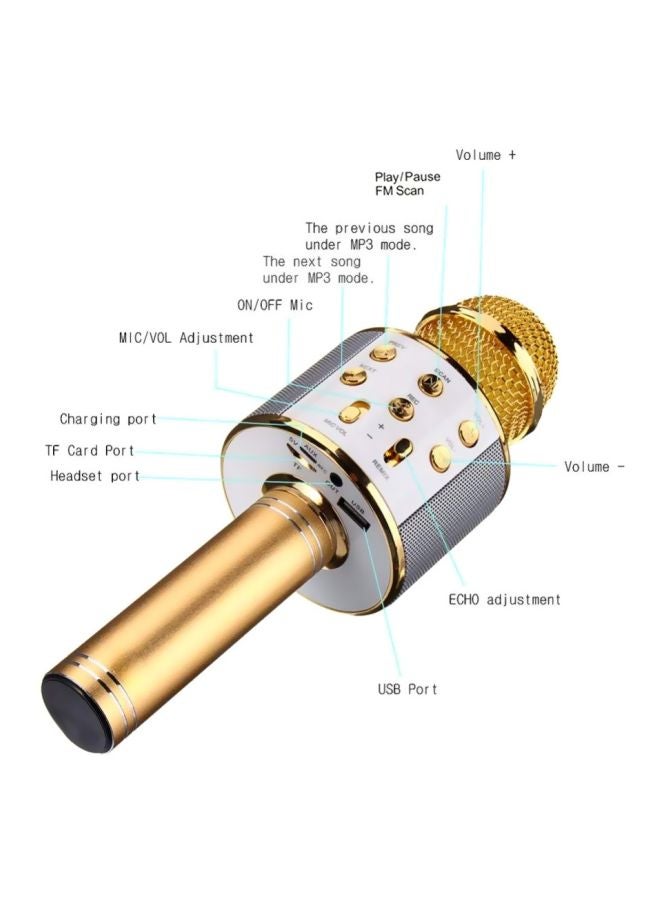 BSNL - Portable Wireless Handheld Karaoke Microphone With Bluetooth Speaker WS-858 Gold - Image 1