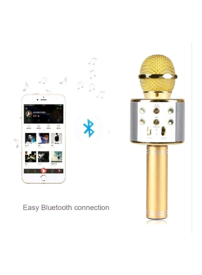 BSNL - Portable Wireless Handheld Karaoke Microphone With Bluetooth Speaker WS-858 Gold - Image 1