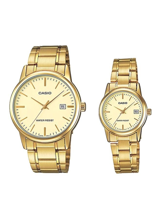 CASIO Water Resistant Analog Couple Watch Set MTP/LTP-V002G-9AUDF  - Image 1