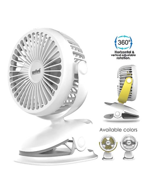 Portable Rechargeable Clip Fan SF6664PCF White