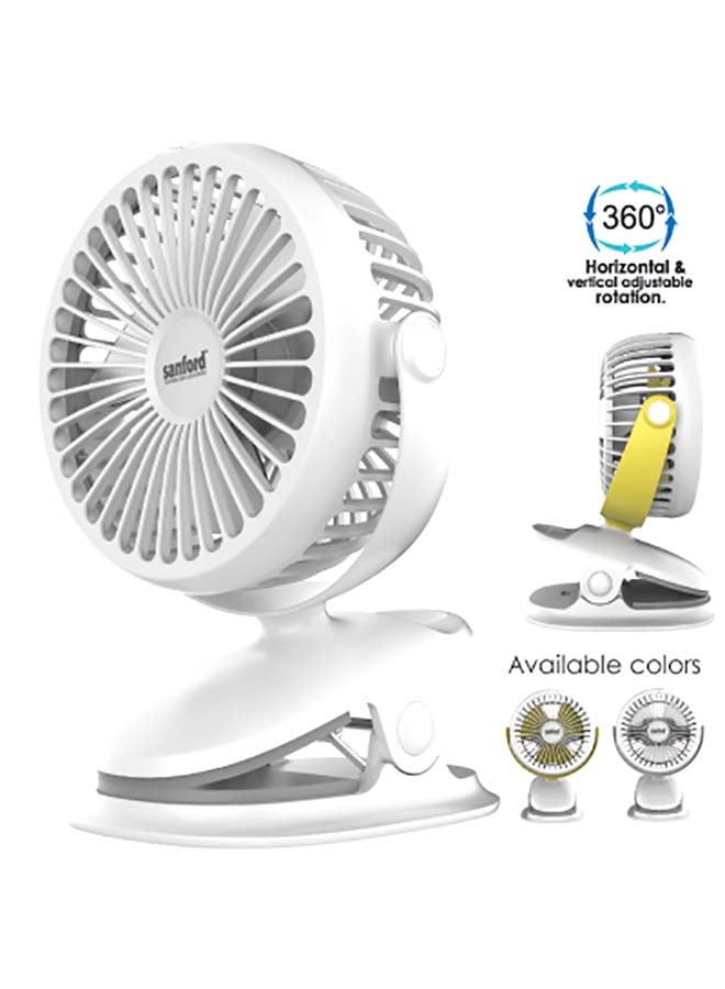 Sanford - Portable Rechargeable Clip Fan SF6664PCF White - Image 1