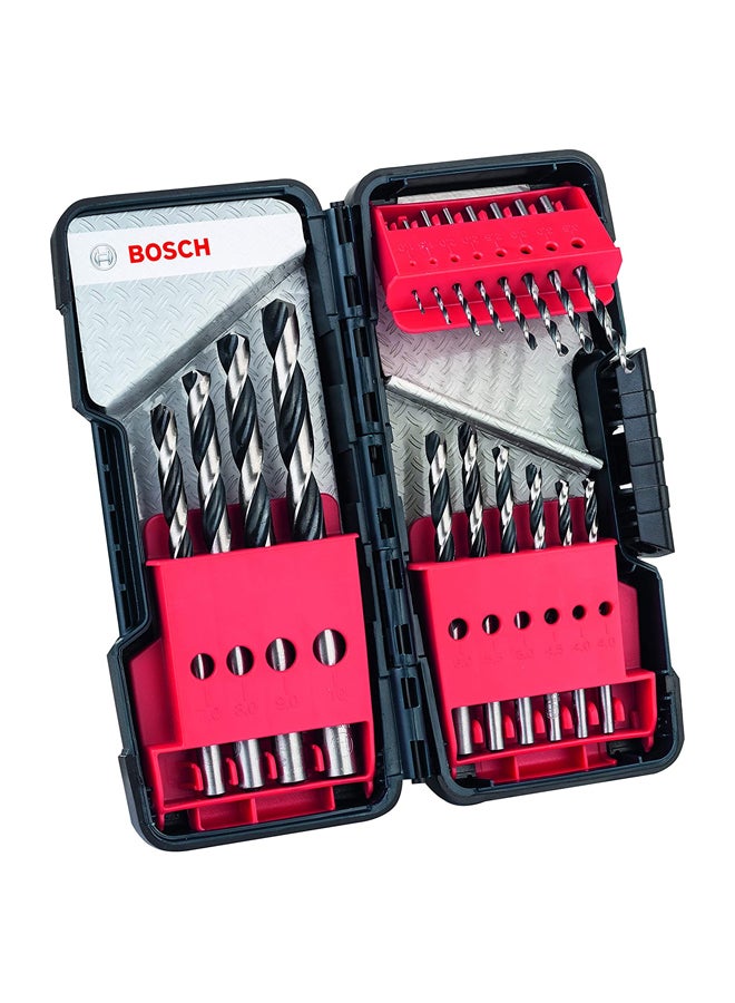 بوش طقم لقم للمثقاب الالتوائي Hss مكون من 18 قطعة مع صندوق متين فضي 14سم - Image 1