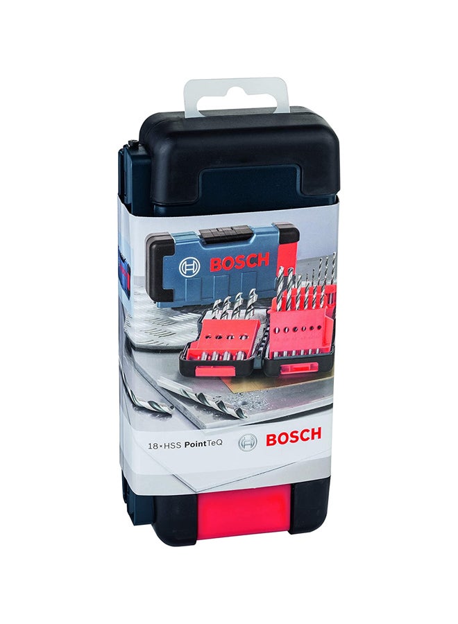 بوش طقم لقم للمثقاب الالتوائي Hss مكون من 18 قطعة مع صندوق متين فضي 14سم - Image 2