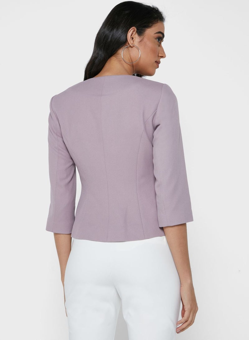 اي دي ال Tailored Hook Closure Blazer Purple - Image 2