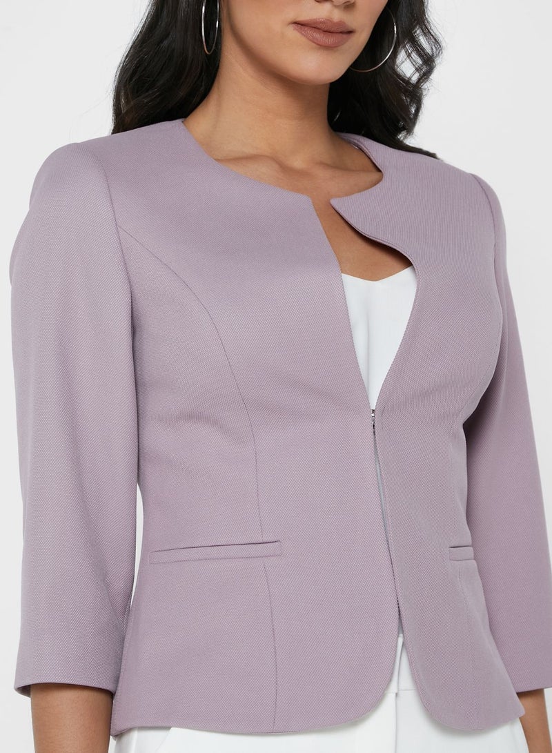 اي دي ال Tailored Hook Closure Blazer Purple - Image 4