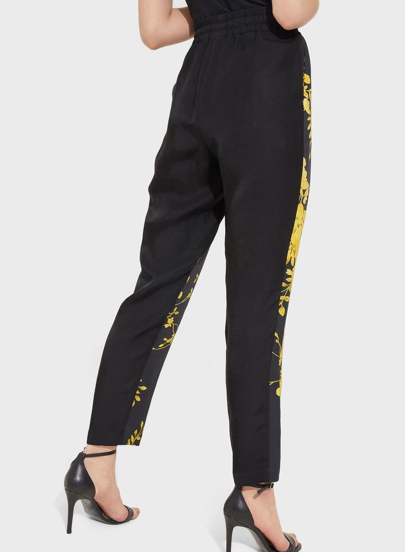اي دي ال Printed High Waist Pants Black/Yellow - Image 2