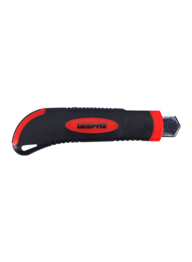 GEEPAS Auto-Retractable Safety 18mm Utility Knife - Portable  Multi-Purpose Outdoor Knife | Ergonomic Handle & Razor-Sharp Blades | Safety Toolkit with Safe  Internal Blade Storage Black/Red/Silver 18mm - Image 2
