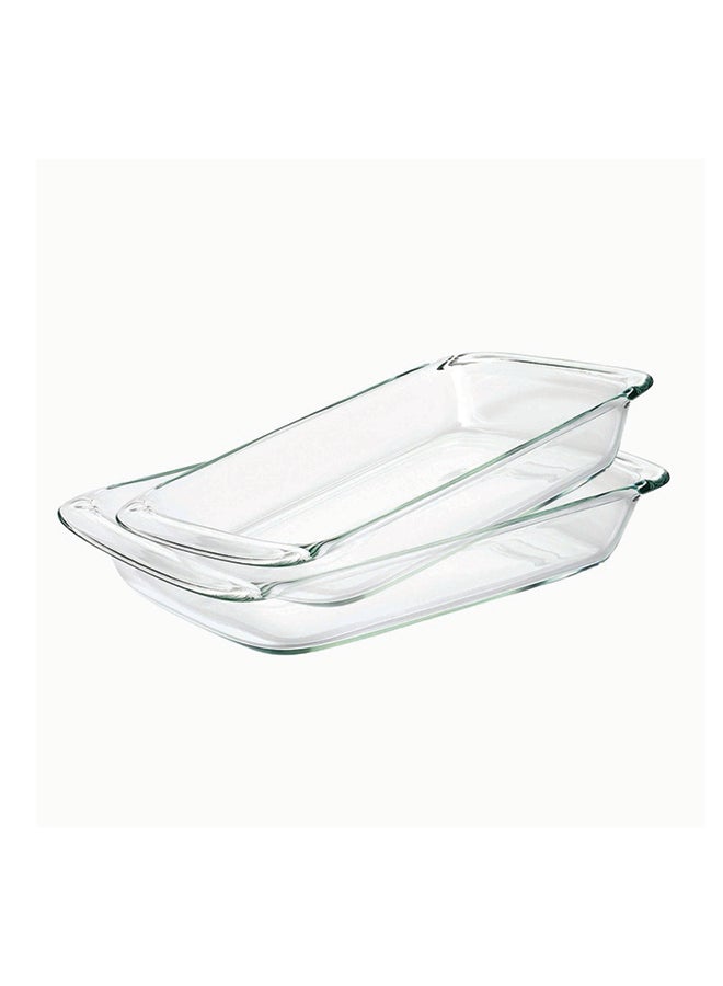 هوم بوكس طقم أطباق خبز زجاجية مستطيلة الشكل من أميتي من قطعتين شفاف 1.6لترات - Image 1