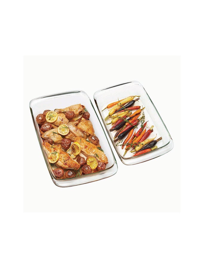 هوم بوكس طقم أطباق خبز زجاجية مستطيلة الشكل من أميتي من قطعتين شفاف 1.6لترات - Image 2