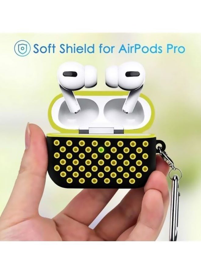 مارجون غطاء حماية واقٍ مزود بحلقة بقفل زنبركي لسماعة أبل آيربودز برو أسود/ أصفر - Image 4