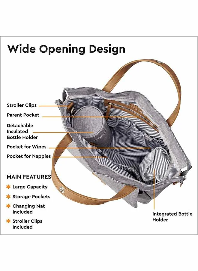 بابابينج حقيبة تغيير الحفاضات إرين - باللون الرمادي