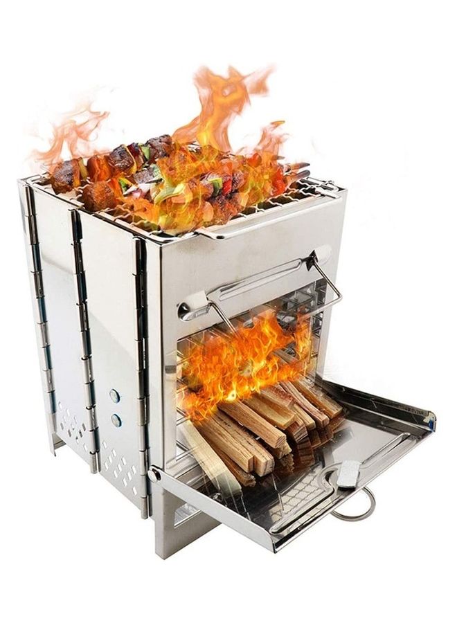 XiuWoo Portable Folding Stainless Steel Wood Burning Camping Stove with Bag One Size  - Image 4