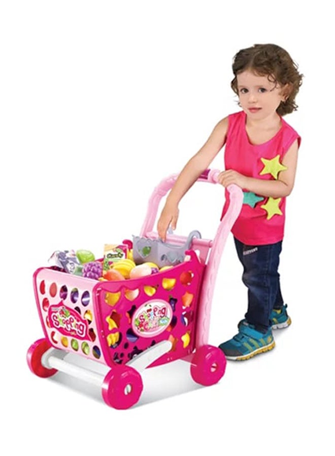 Generic 3 In 1 Kids Supermarket Shopping Cart With Plastic Vegetable & Fruits  - Image 3