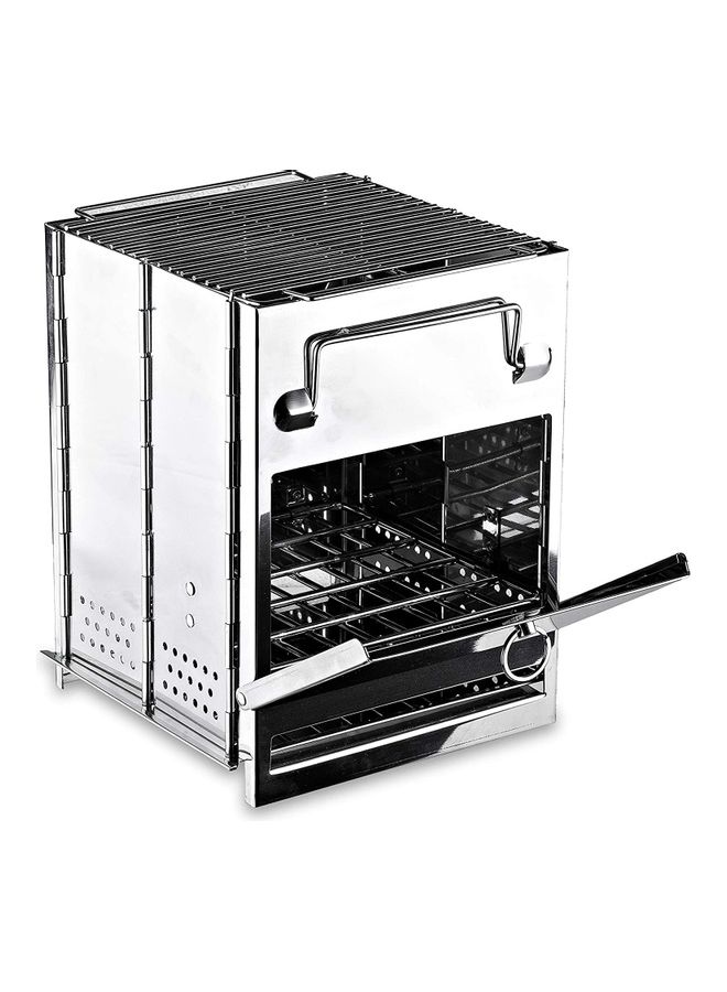 XiuWoo Portable Folding Stainless Steel Outdoor Wood Burning Camp Stove with Bag 8.26 x 5.5 x 5.5inch - Image 1