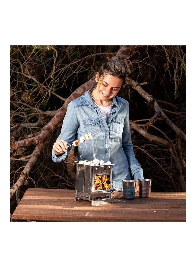 XiuWoo Portable Folding Stainless Steel Outdoor Wood Burning Camp Stove with Bag 8.26 x 5.5 x 5.5inch - Image 2