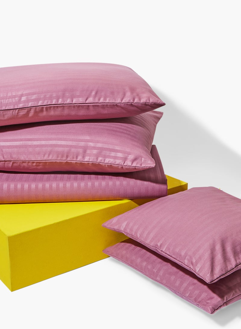 أمال Duvet Cover Set- With 1 Duvet Cover 240X220 Cm And 2XPillow Cover 50X75CM And 2 Cushion cover 40x40 cm - For King Size Mattress - Pink 100% Poyester Polyester Pink Queen - Image 2