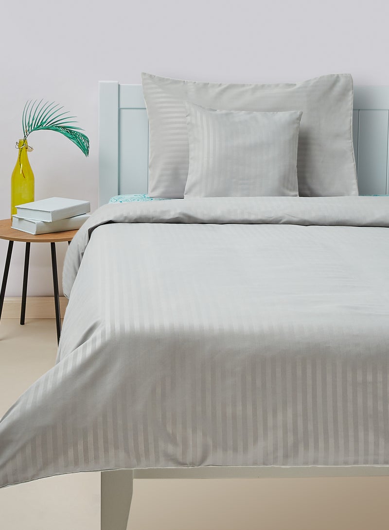 Amal Duvet Cover - Quilt Cover, 2 Pillow Cover And 2 Cushion Cover Polyester Light Grey Twin - Image 1