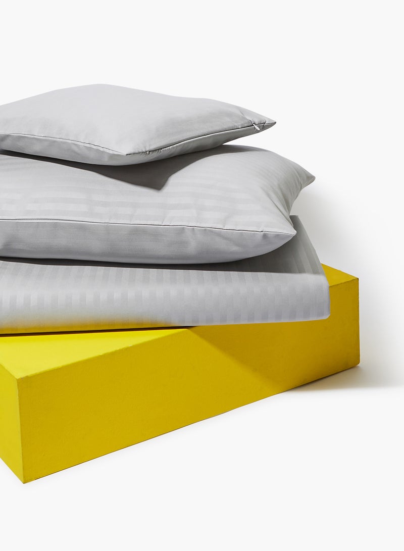 Amal Duvet Cover - Quilt Cover, 2 Pillow Cover And 2 Cushion Cover Polyester Light Grey Twin - Image 2