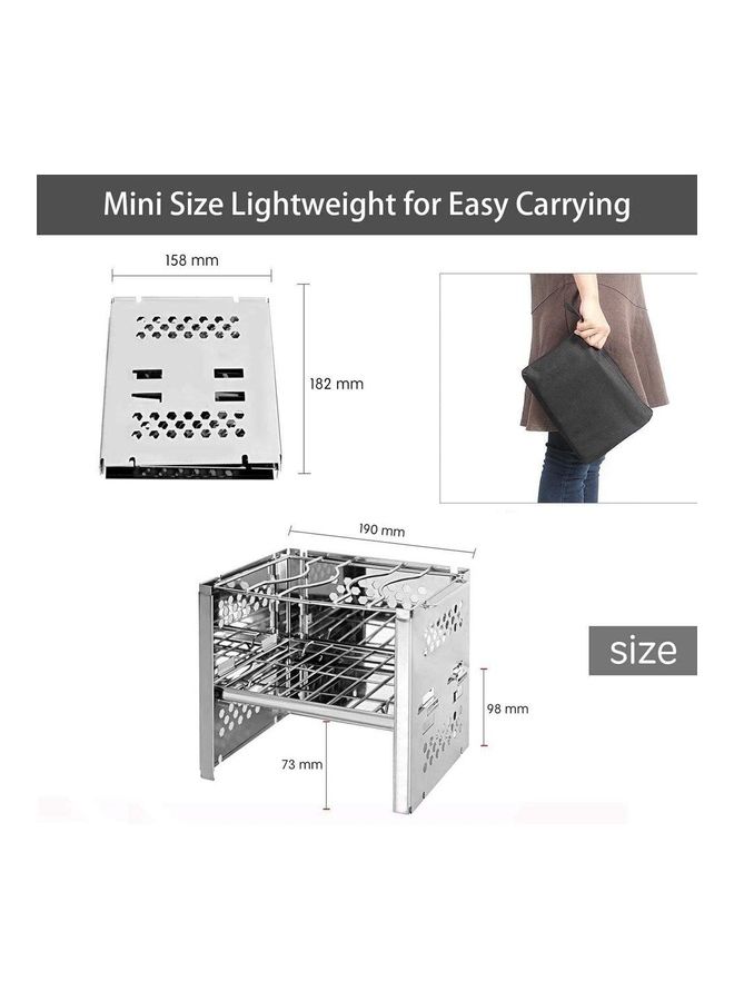 XiuWoo Portable Folding Stainless Steel Outdoor Wood Burning Camp Stove wtih Bag 190 x 98 x 73mm  - Image 2