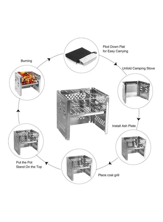 XiuWoo Portable Folding Stainless Steel Outdoor Wood Burning Camp Stove wtih Bag 190 x 98 x 73mm  - Image 3