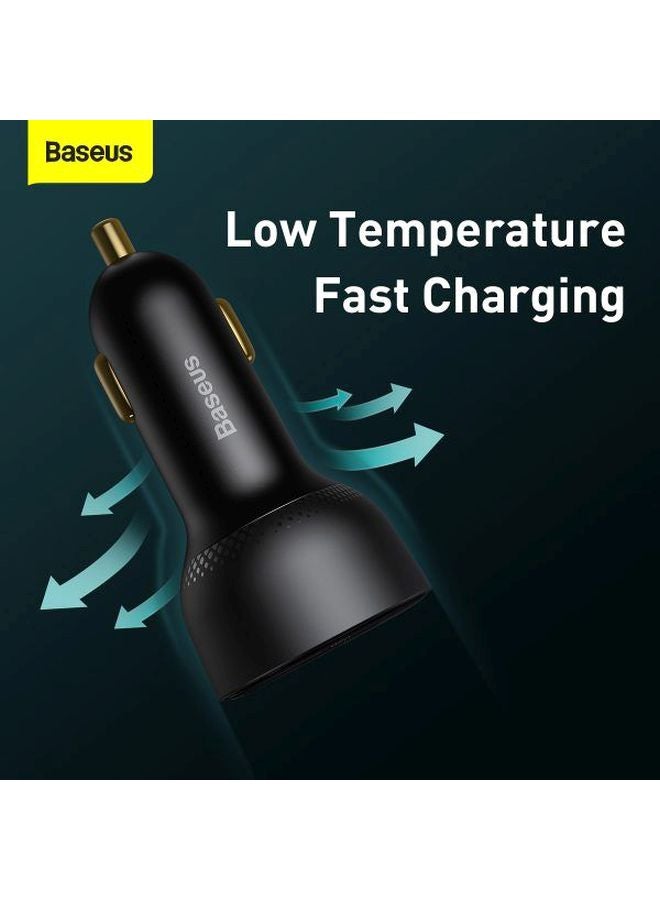 Baseus - Digital Display Fast Car Charger Adapter 100W Dual USB Quick Charge QC 3.0 and PD 3.0 Fast Charging Car Plug for iPhone 13 Pro/13 Pro Max/13/13 mini/12 Pro Max/11Pro Max, New iPad 9,iPad mini-6,Galaxy S20 S10,etc Black - Image 1