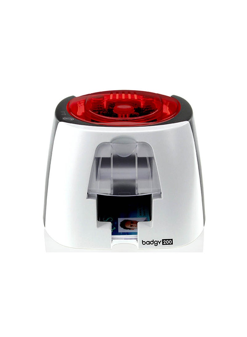 evolis Badgy 200 Plastic Card Printer White-Red-Black  - Image 1