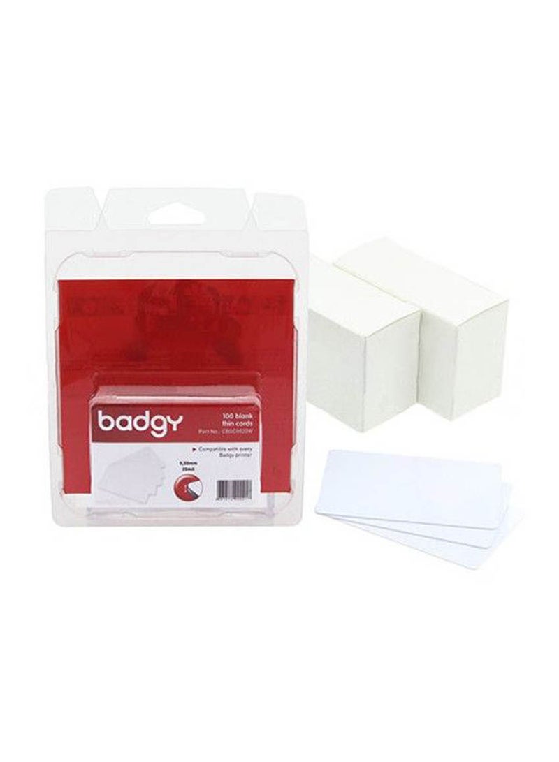 evolis Pvc Blank Cards 1 Pack Of 100 Cards White  - Image 1