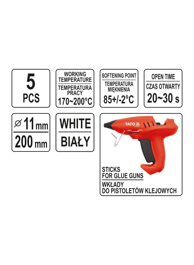 Yato Glue Stick Ã˜11.2xL200mm 5 Pcs/ Bag YT-82438 White - Image 3