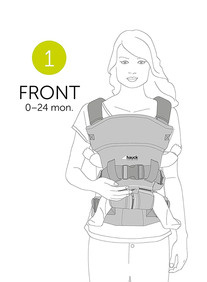 hauck Close To Me, Ergonomic Baby Carrier New - Born, Front, Breathable, Adjustable Carrier For Infants From Birth Up To 12 Kg, Lumbar Support Belt, Black